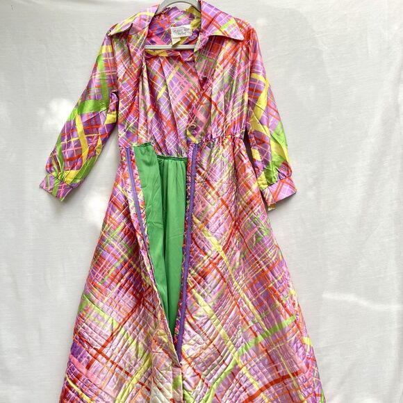 VTG VAN RAALTE 60s TO 70S Quilted‎ House Coat Robe Dressing Gown Sz 8 - Picture 8 of 11